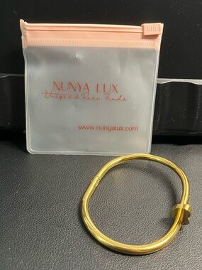 Nunya Lux Gold Plated Tension Bangle Bracelet - Bent Nail Design with Heart.